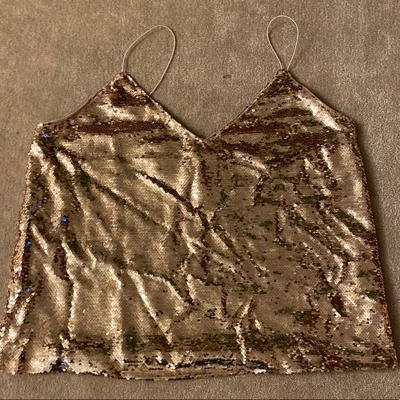 Rose Gold Sequin Party Top - Picture 1 of 4